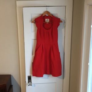 Anthropologie Tabitha Red Ruffle Dress
